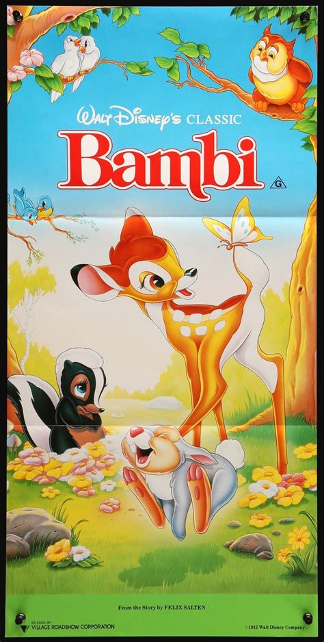 Bambi 1942 Original R1991 Australian Movie Poster Original Film Art