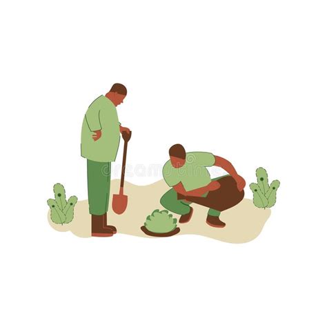 Vector Illustration Of People Planting Trees Concept Of Saving The