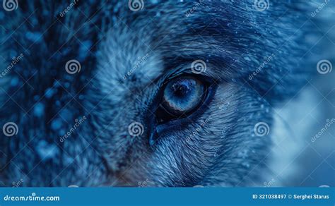 A Close Up Of A Blue Eyed Wolf Looking Into The Camera Ai Stock Image