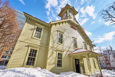 A Beautiful Scenic of Sapporo Clock Tower in Winter at Sapporo City Editorial Stock Photo ...