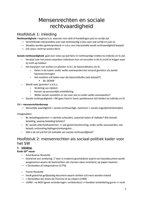 Samenvatting Mensenrechten Mensenrechten En Sociale Rechtvaardigheid