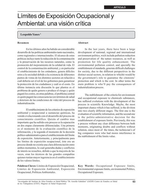 Pdf Articulo Límites De Exposición Ocupacional Y …articulo 63 Límites