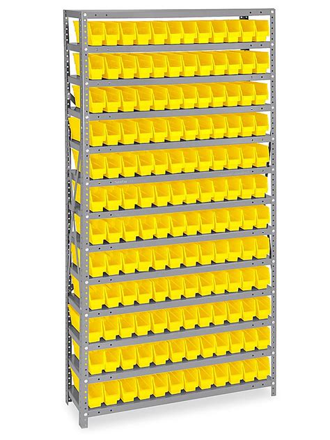 Shelf Bin Organizer 36 X 12 X 75 With 2 3 4 X 12 X 4 Yellow Bins H