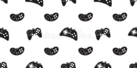 Vector Game Seamless Pattern Gamepad Controllers On White Background