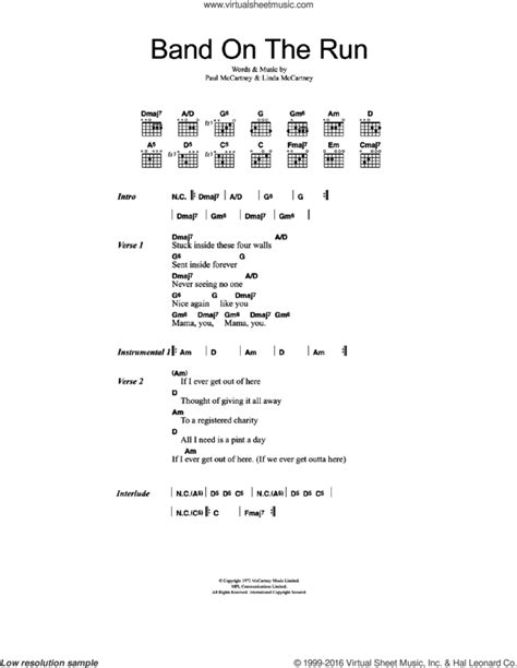 Run Guitar Chords