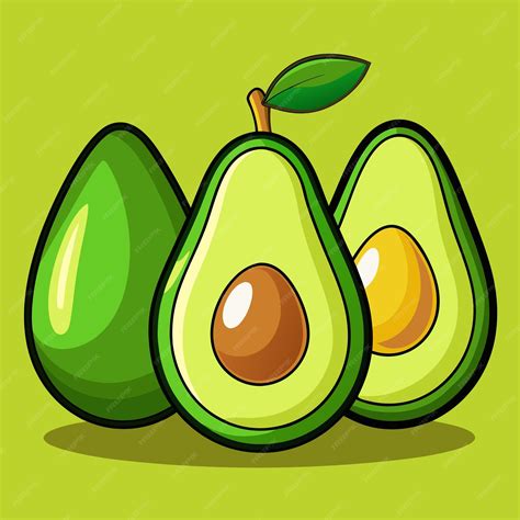 Premium Vector | A cartoon drawing of avocado and avocado with a green ...