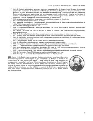 Anestesiologia Introdu O E Hist Rico Med Resumos Set Pdf