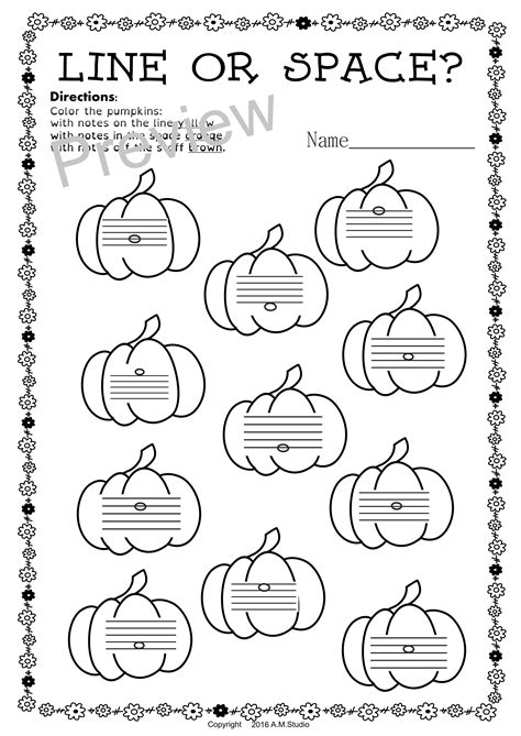 Fall Music Worksheets Pack Line Space High Low