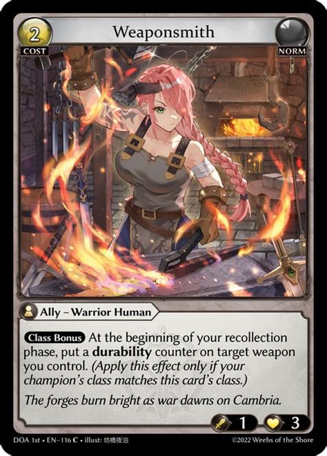 Weaponsmith Dawn Of Ashes St Edition Grand Archive Tcg