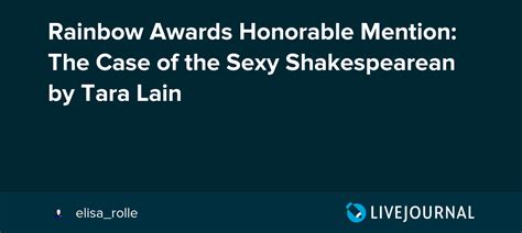 Rainbow Awards Honorable Mention The Case Of The Sexy Shakespearean By