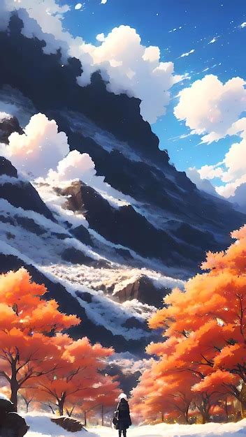 Premium AI Image | Winter scenery anime landscape illustration