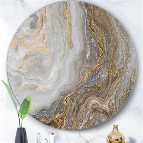 East Urban Home White Marble With Curley Gray And Gold Veins Print