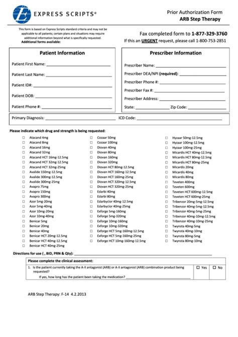 Express Scripts Prior Authorization Form Arb Step Therapy Printable Pdf Download