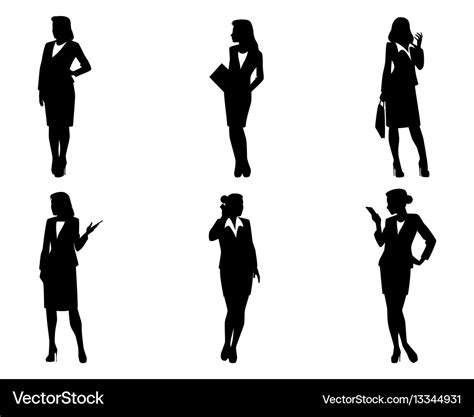 Six Businesswoman Silhouettes Royalty Free Vector Image