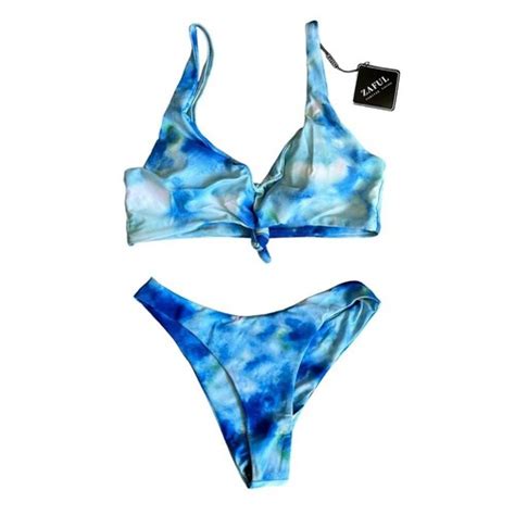 Zaful Blue Tie Dye Print Colorful Bikini Set Size NWT EBay