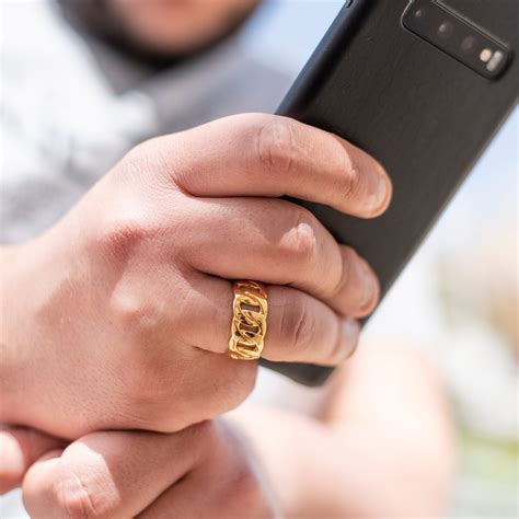 Anillo de cadena de eslabones cubano para hombres Anillo de Etsy España