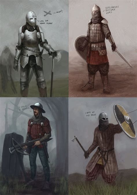 Some Rough Paintings Of Medieval Warriors Focused More On Colors And