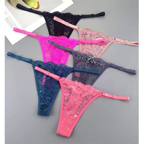 Kit Calcinha Fio Dental De Renda Sensual Regulagem Tanga Sexy Lingerie Feminina Shopee