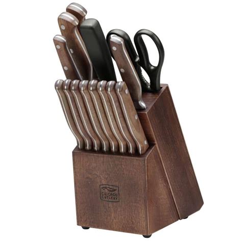 Chicago Cutlery Precisioncut 15 Pc Block Knife Set W Walnut Handles By