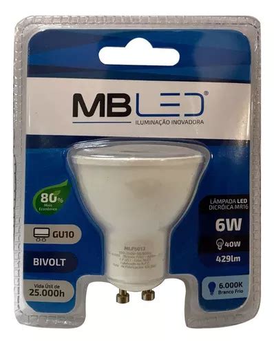 Kit 11 Lâmpadas Dicroica Led 6w Gu10 Mr16 Luz Fria Bivolt MercadoLivre