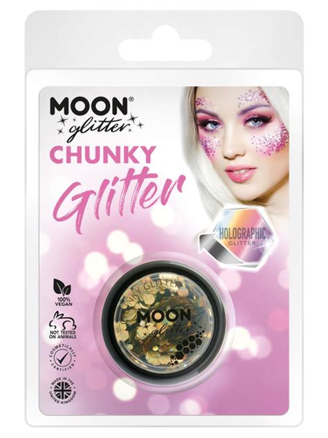 Moon Glitter Holographic Chunky Glitter Gold Fancy Dress Town Superheroes And Halloween