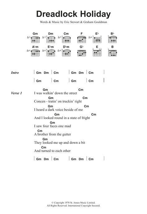 Dreadlock Holiday by 10Cc - Guitar Chords/Lyrics - Guitar Instructor