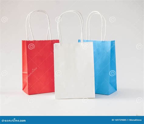 Colorful Paper Bags with Handles Stock Image - Image of gift, mockup ...