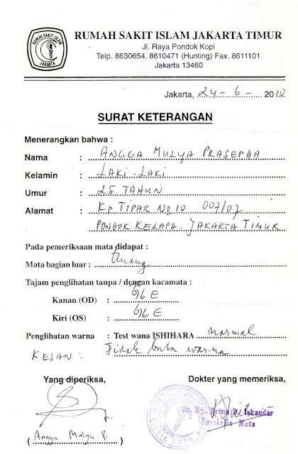 Contoh Surat Keterangan Dokter