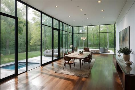 Premium Photo | Glass House Design an interior with floortoceiling ...