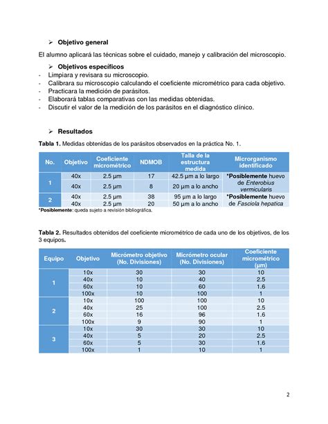 SOLUTION Pr Ctica 1 Aplicaciones De La Micrometr A En Parasitolog A