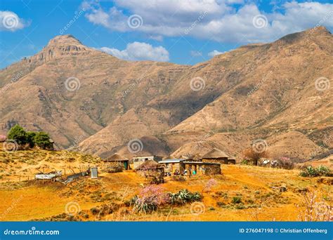 View of Countryside and Traditional Villages, Lesotho, Africa Stock Photo - Image of village ...