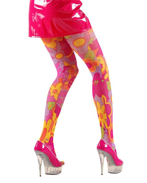 Colorful Flower Power Hippie Tights As A Hippie Carnival Costume Horror