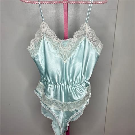 Sears Intimates Sleepwear Vintage Sears Teddy Lingerie Romper Large Satin Lace Bodysuit S