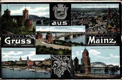 Ansichtskarte Postkarte Mainz am Rhein Eisenbahnbrücke akpool de