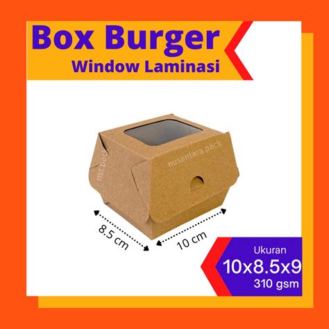 Jual Box Burger Kotak Dimsum Dus Nasi Snack Kraft Coklat Jendela X X