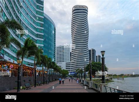 Cityscape Of The Malecon 2000 Waterfront Promenade Along Guayas River