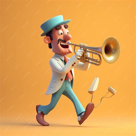 Premium AI Image | Cartoon trumpet 3D