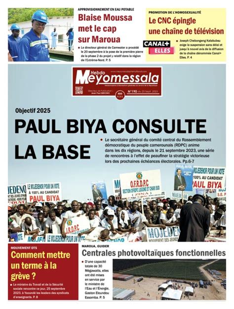 Meyomessala Hebdo Du Septembre Meyomessala International