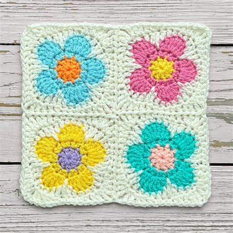 Crochet Granny Square Flower Patterns Beautiful Dawn Designs