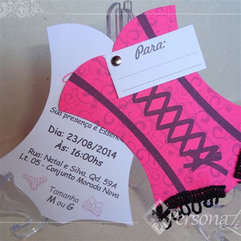 Convite Corpete Chá de Lingerie Pink Elo Produtos Especiais