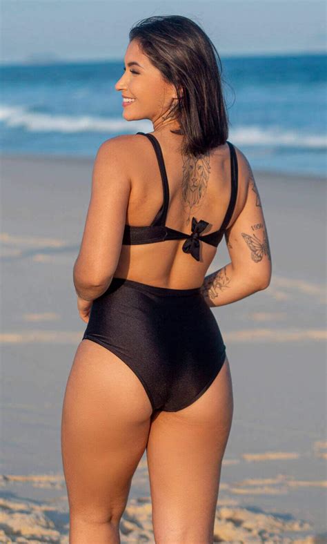 Comprar Conjunto Biqu Ni Hot Pants Cintura Alta E Top Refor Ado Bojo Preto Grisfit Moda