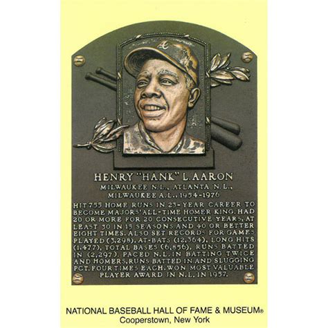 Hank Aaron Baseball Hall of Fame Plaque Postcard