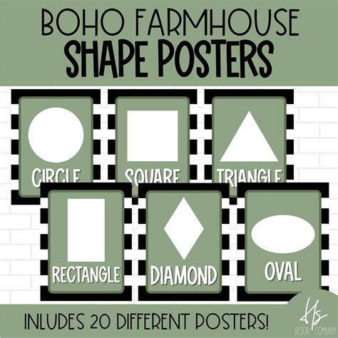 Printable Boho Farmhouse Shape Posters Bulletin Board Etsy In 2022