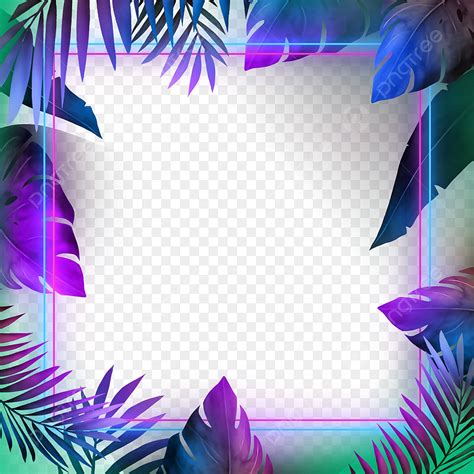 Tropical Plants Border PNG Picture Blue And Purple Thin Border Neon