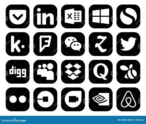 20 Social Media Icon Pack Including Swarm Quora Messenger Dropbox