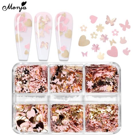 Monja Ml Nail Art Stickers Irregular Sand Shell Slices Decorations For