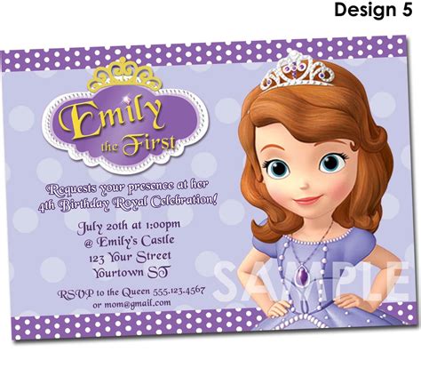 Sofia The First Birthday Invitation Printable Party Invite Custom