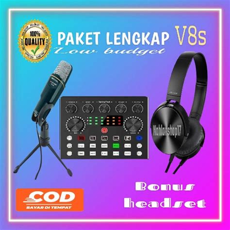 Jual PAKET LENGKAP LOW BUDGET SOUNDCARD V8S MIX MIKROFON CONDENSER