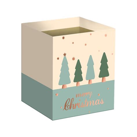 Cachepot Quadrado Merry Christmas C Hot Stamping 14 5cmx14 5cmx15 5cm