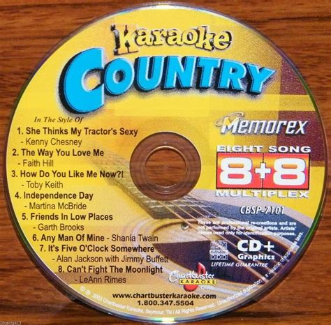 Karaoke Country By Chartbuster Karaoke CD Eight Songs Disc Only